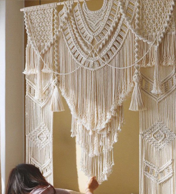 Handmade Macrame Boho Decor Wall Hanging Backdrop