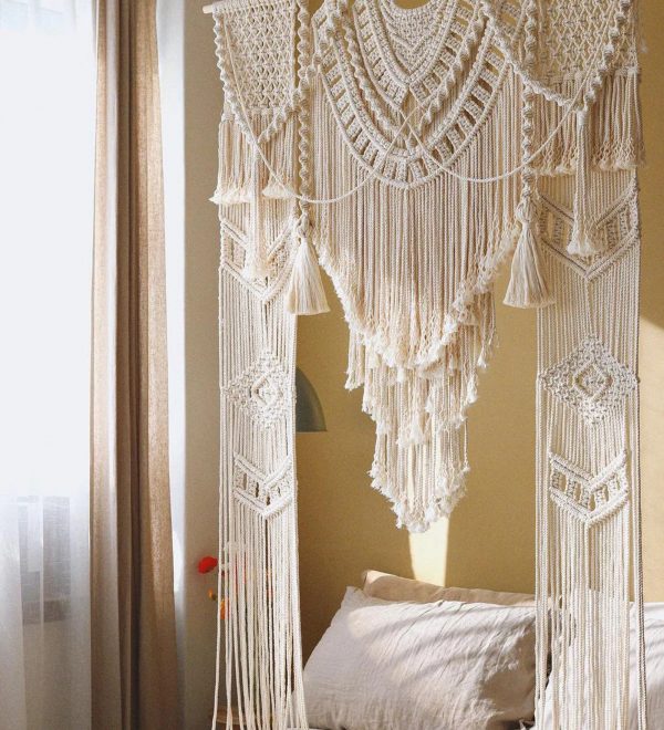 Handmade Macrame Boho Decor Wall Hanging Backdrop