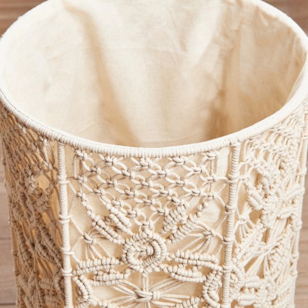 Cotton Pearl Round Handmade Storage Laundry Basket