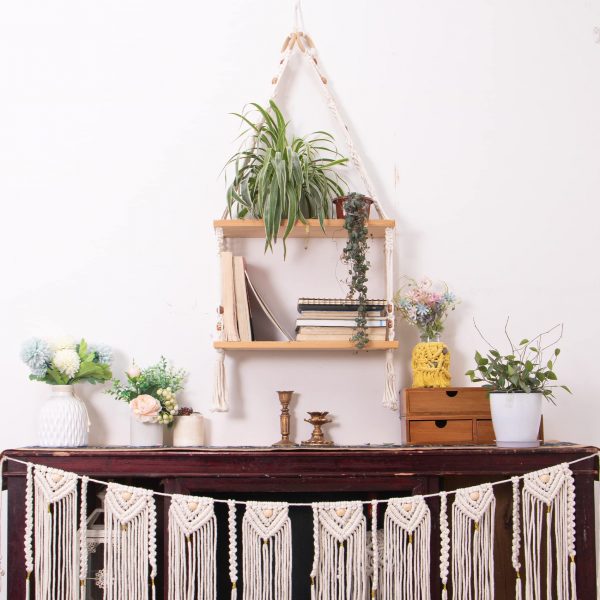 Beautiful Multipurpose 2-tier Cotton Wall Hanging Shelves