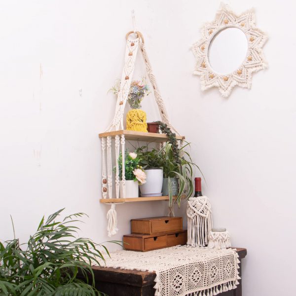 Beautiful Multipurpose 2-tier Cotton Wall Hanging Shelves