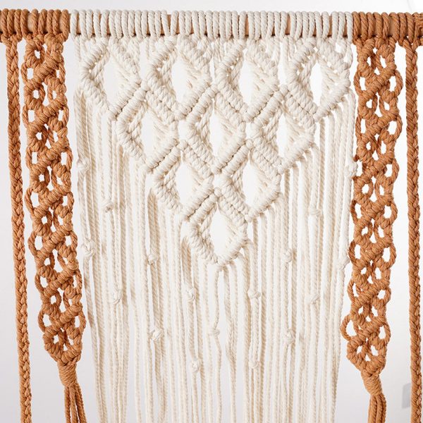 Macrame Boho Wall Shelf in Brick Red and Off White