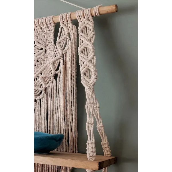 Macrame Wall Hanging Shelf with Cotton Pearls