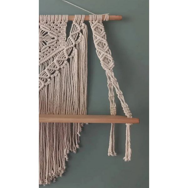 Macrame Wall Hanging Shelf with Cotton Pearls