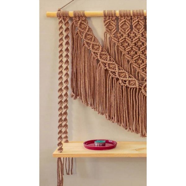 Macrame Wall Hanging Shelf in Light Brown - 1 Pcs