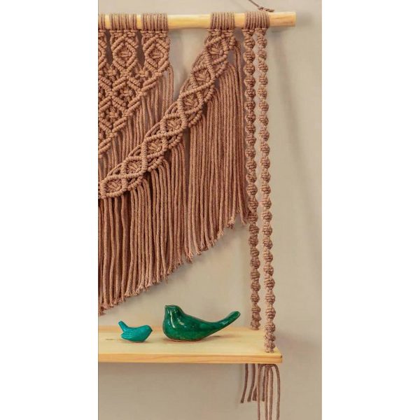 Macrame Wall Hanging Shelf in Light Brown - 1 Pcs