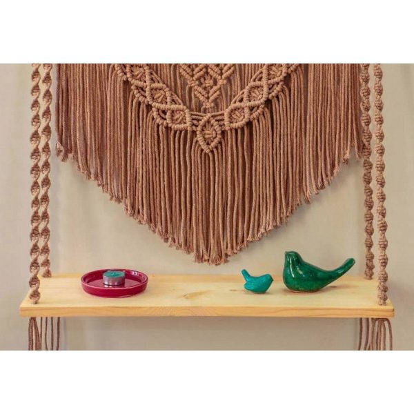 Macrame Wall Hanging Shelf in Light Brown - 1 Pcs