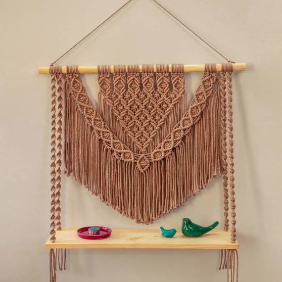 macrame wall hanging shelf