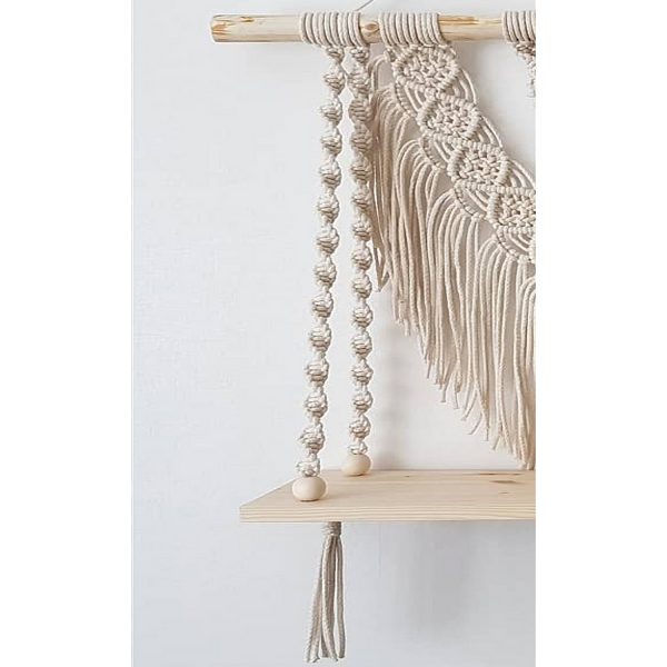 Boho Macrame Wall Hanging Shelf in Triangle Shape