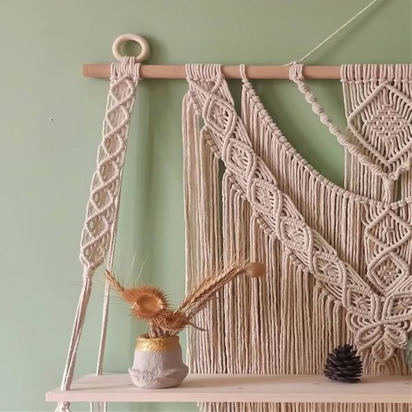 Macrame Wall Shelf in Baby Pink