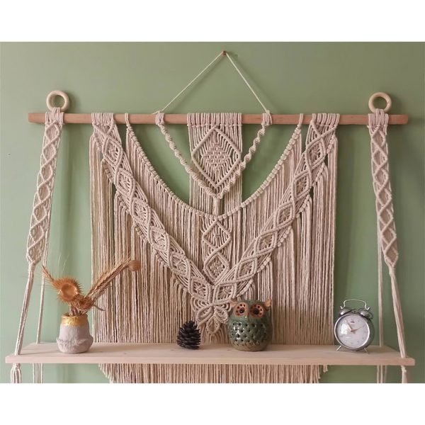 Macrame Wall Shelf in Baby Pink