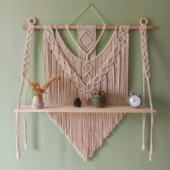 macrame wall shelf