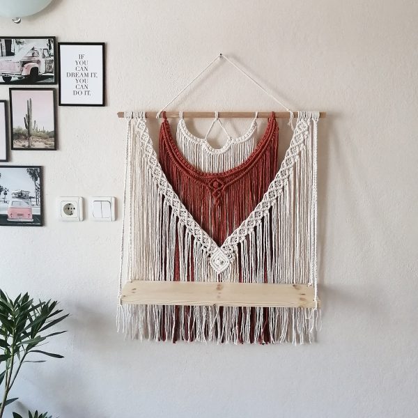 macrame wall hanging shelf