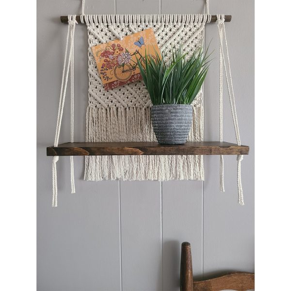 Macrame Wall Shelf in Geomatric Pattern