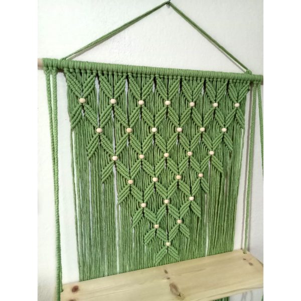 Macrame Wall Shelf in Green Color