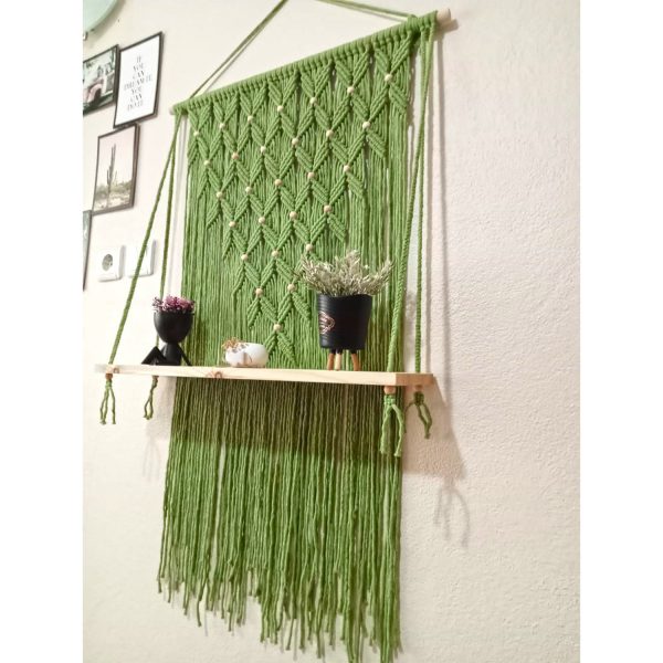 Macrame Wall Shelf in Green Color