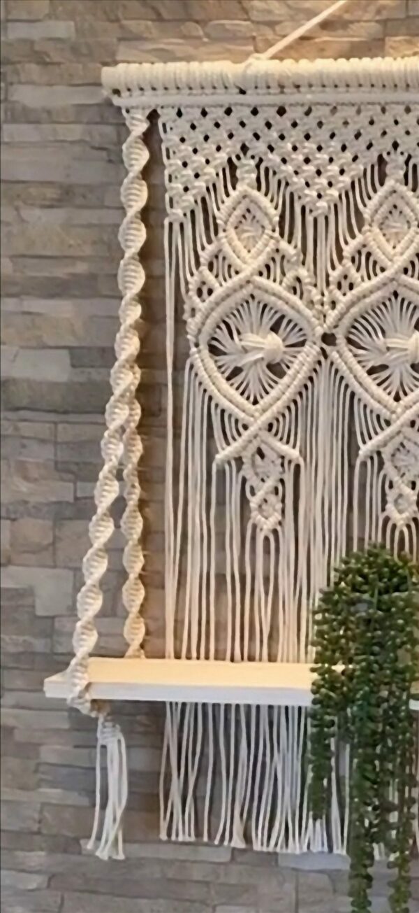 Macrame Wall Shelf in Diamond Design