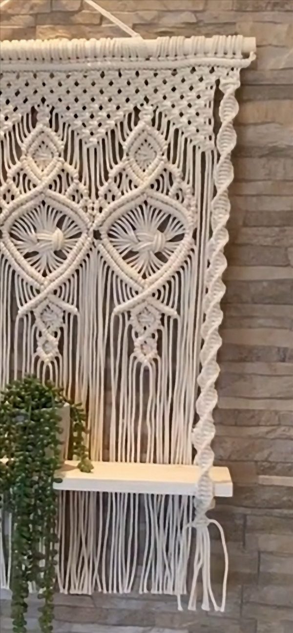 Macrame Wall Shelf in Diamond Design