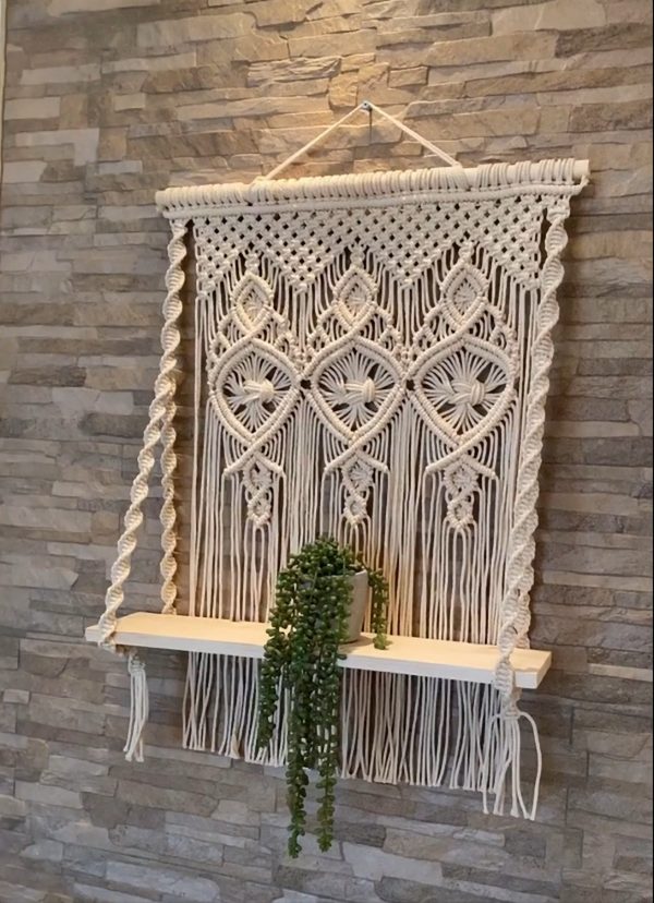 Macrame Wall Shelf in Diamond Design