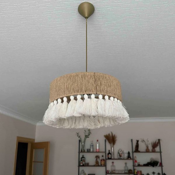 Luxurious Jute Boho Lighting Decor Chandelier Lamp by Kaahira