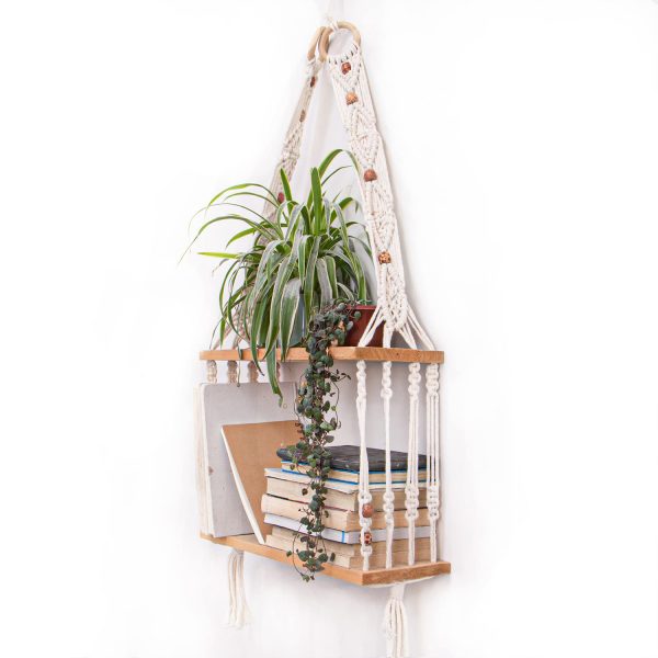 Beautiful Multipurpose 2-tier Cotton Wall Hanging Shelves