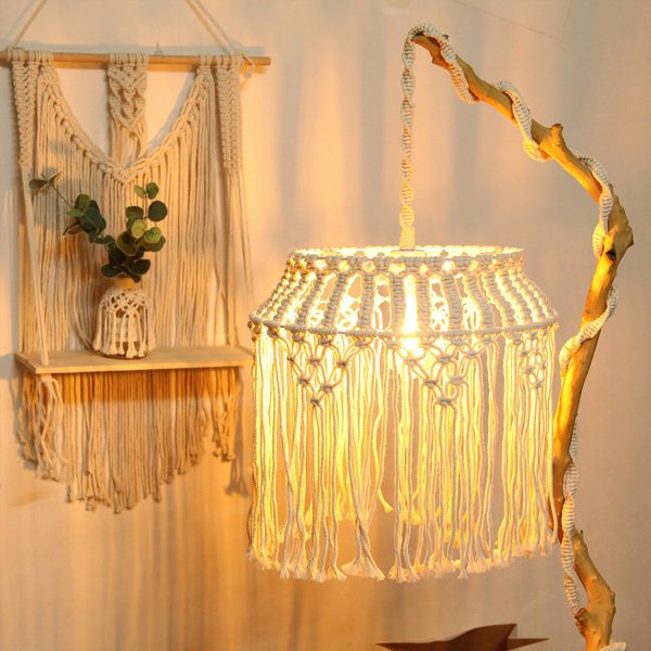 Macrame Simple Cotton Boho Chandelier Lamp by Kaahira