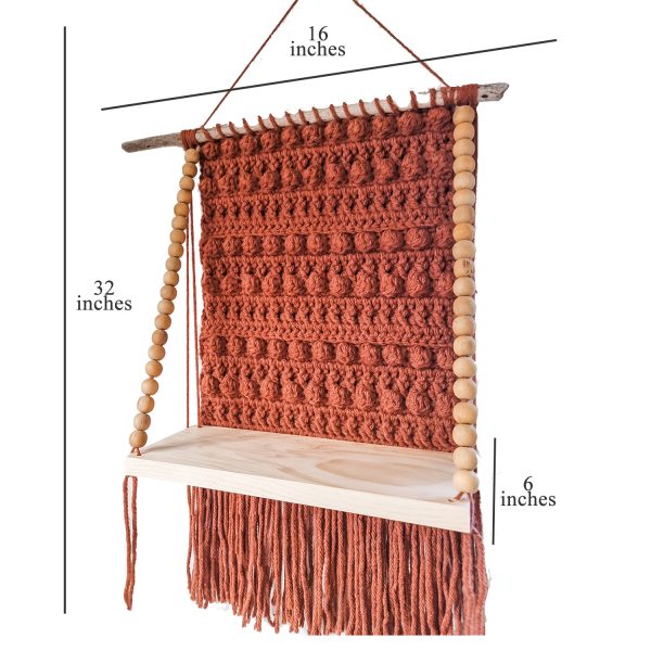 Crochet Wall Hanging Shelf in Red Color