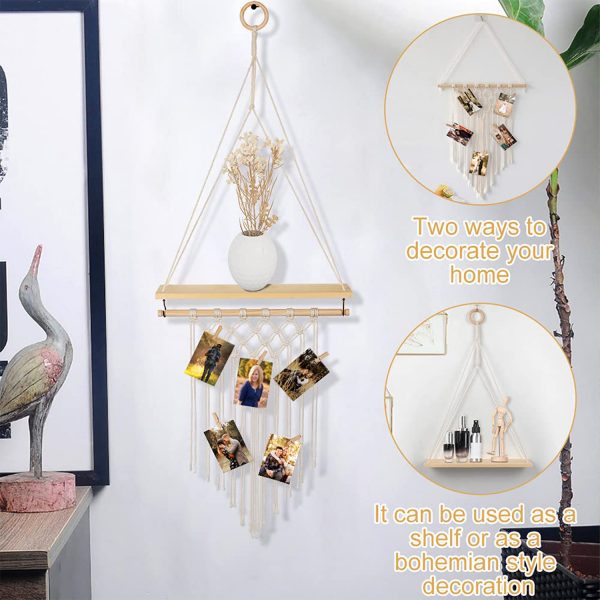 Multi-purpose Wall Hanging Shelf with Wall Tapestry