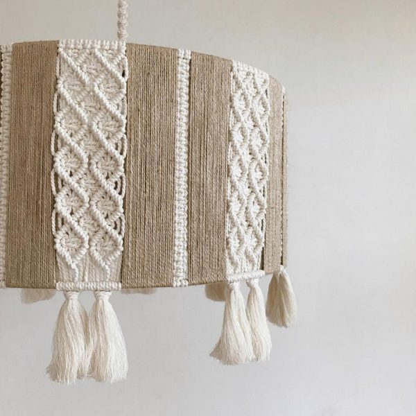 Luxurious Jute Boho Lighting Decor Chandelier Lamp with Tassels