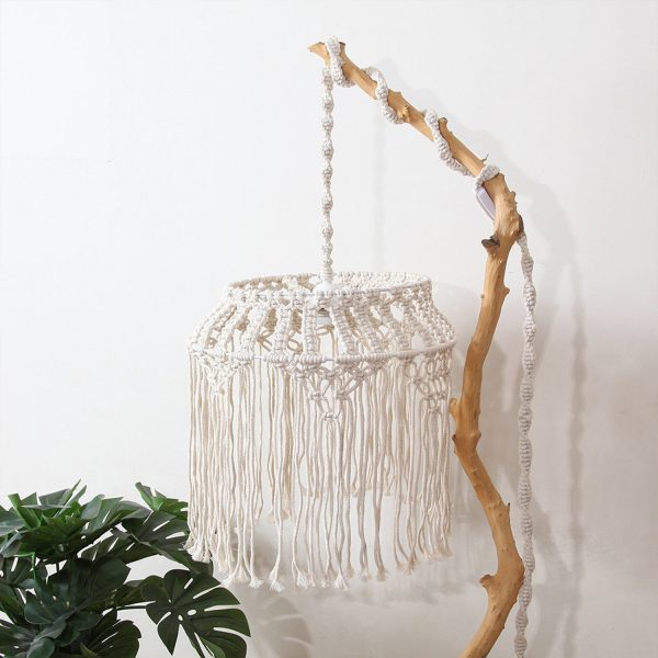 Macrame Simple Cotton Boho Chandelier Lamp by Kaahira