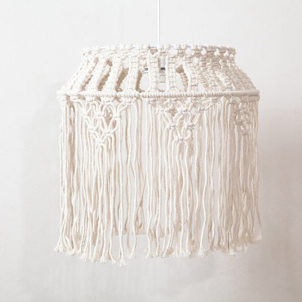 Macrame Simple Cotton Boho Chandelier Lamp by Kaahira