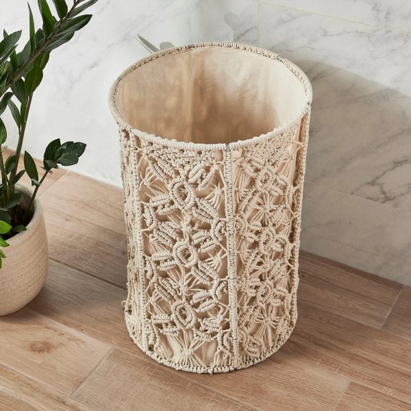 Cotton Pearl Round Handmade Storage Laundry Basket