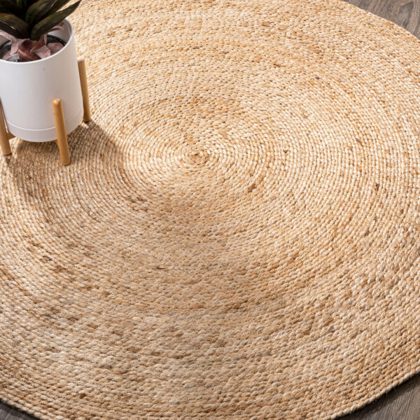 Natural Jute Brown Rug Round Shape