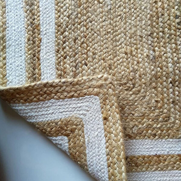 Rectangular Jute Carpet Brown & White