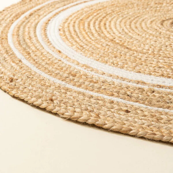 Jute Rugs Round Shape Brown & White