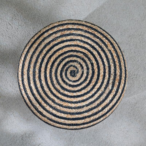 Spiral Jute Ottoman Stools - Black & Brown