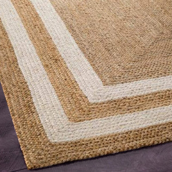 Rectangular Jute Carpet Brown & White