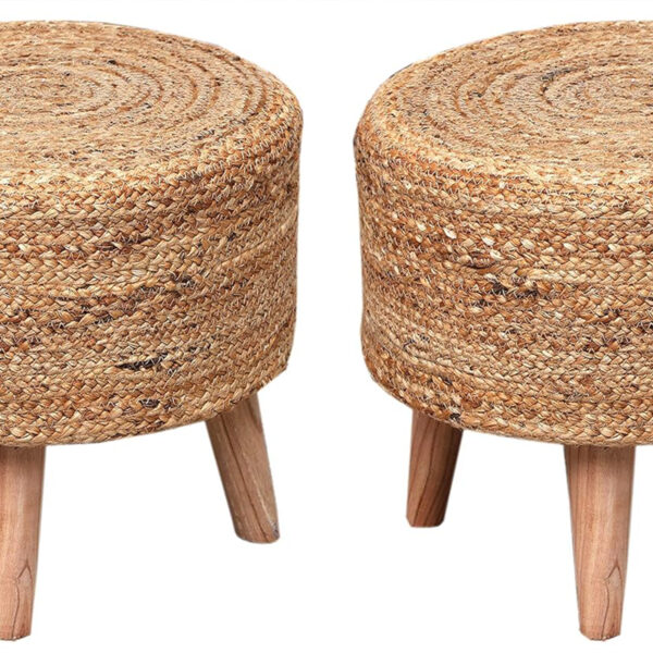 Natural Jute Brown Ottoman Chair