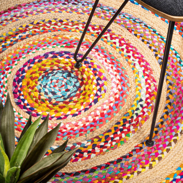 Colorful Jute Carpet Round Shape