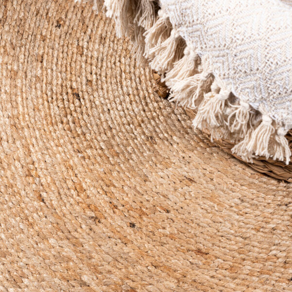 Natural Jute Brown Rug Round Shape