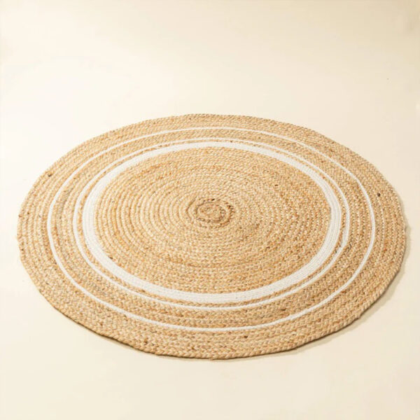 Jute Rugs Round Shape Brown & White