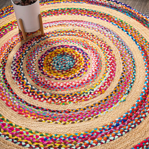 Colorful Jute Carpet Round Shape