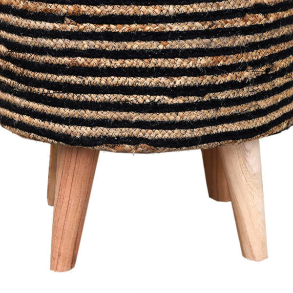 Spiral Jute Ottoman Stools - Black & Brown