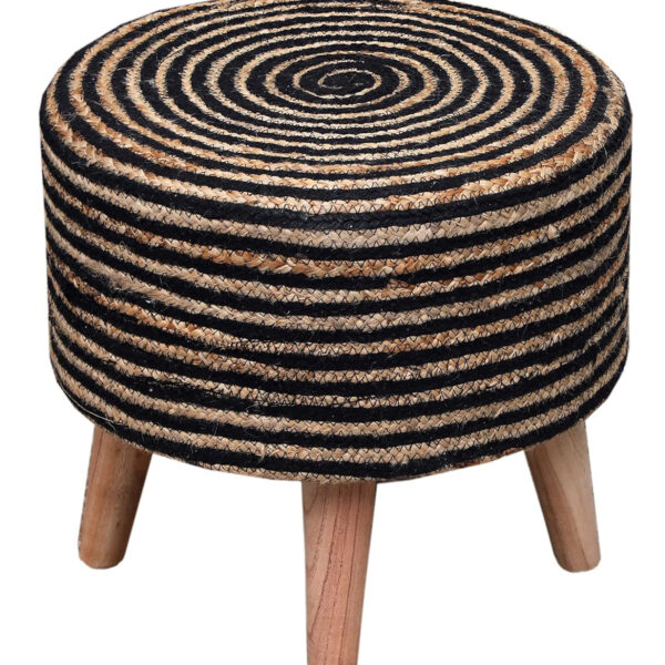 Spiral Jute Ottoman Stools - Black & Brown