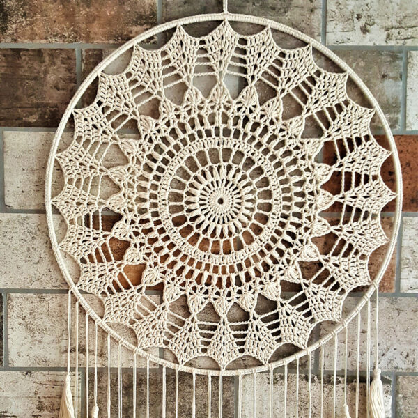 Crochet Round Dream Catcher - Set of 2 [White/Off-White]