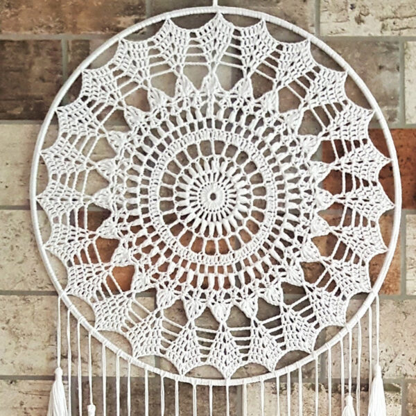 Crochet Round Dream Catcher - Set of 2 [White/Off-White]