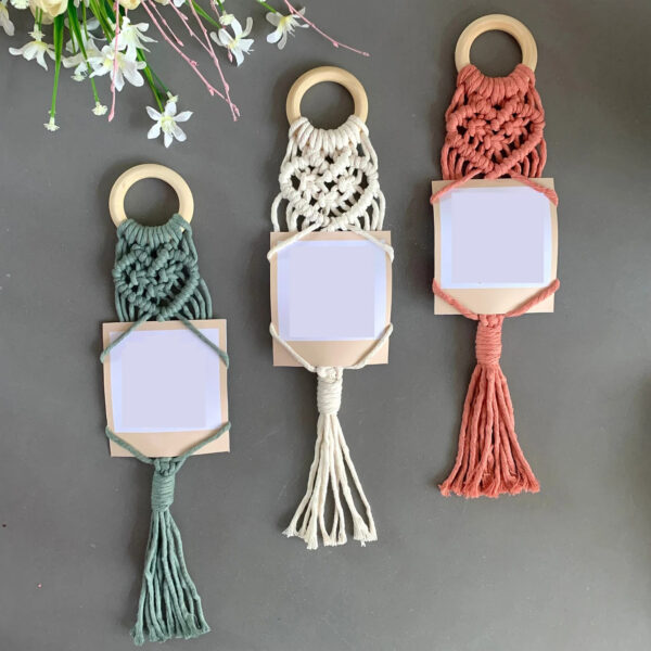 Cotton Macrame Polaroids Heart Shape with Ring