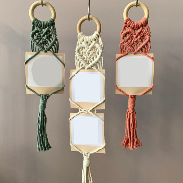 Cotton Macrame Polaroids Heart Shape with Ring