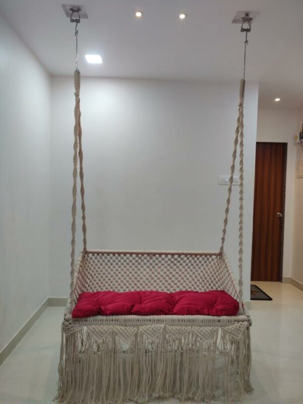 2 Seater Strong Macrame Indoor Swing Chair for Adults with Mattress