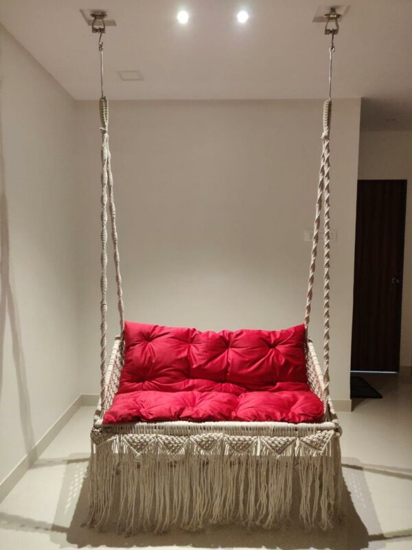 2 Seater Strong Macrame Indoor Swing Chair for Adults with Mattress